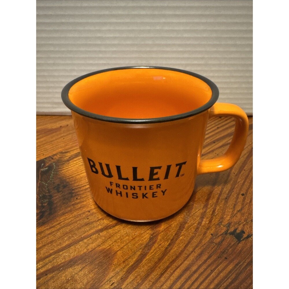 Bulleit Mug Frontier Whiskey Campfire Coffee Orange Black Logo